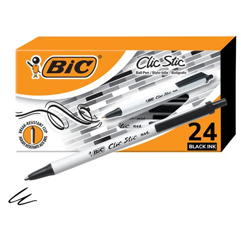 Snapklik.com : BIC Clic Stic Black Retractable Ballpoint Pens, Medium Point