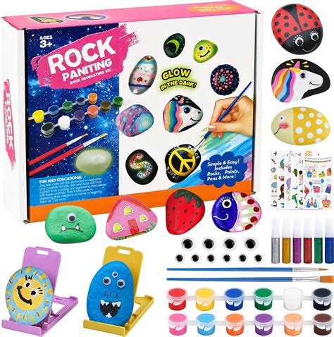 12 Rock Painting Kit for Kids Arts and Crafts for Kids, Craft Kits Art ...
