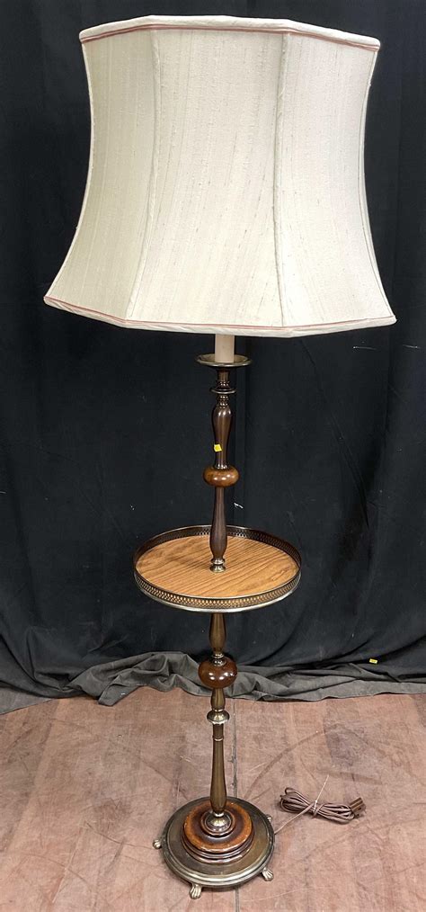 Lot - Vintage Traditional Style Floor Lamp Table Combo