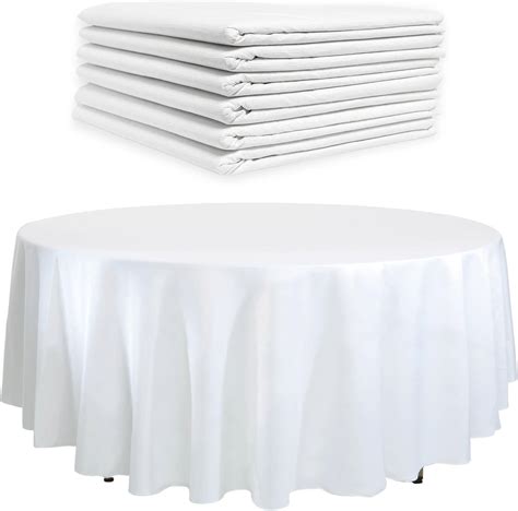 6-Pack White Round Paper Tablecloths – 82in Paper Table Cloths for ...