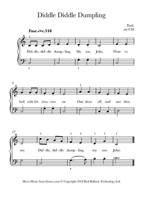 Diddle Diddle Dumpling Sheet music for Piano - 8notes.com