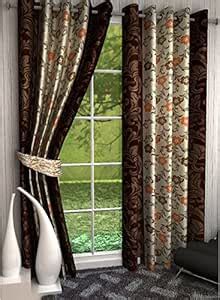 Buy Home Luxurious Set of 2 Multi-color (Brown) Printed Eyelet Window ...