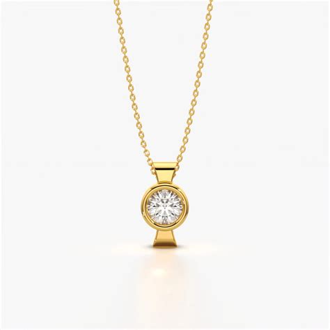 Modern Bezel Solitaire Necklace for Office Wear in 18K Gold Vermeil