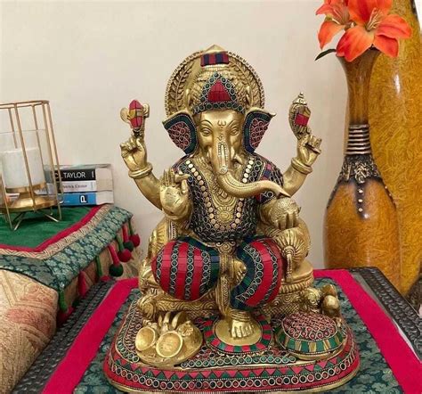 Buy MVs Madh Ventures Brass Modern Ganesha Statue Murti Ganpati Statue ...