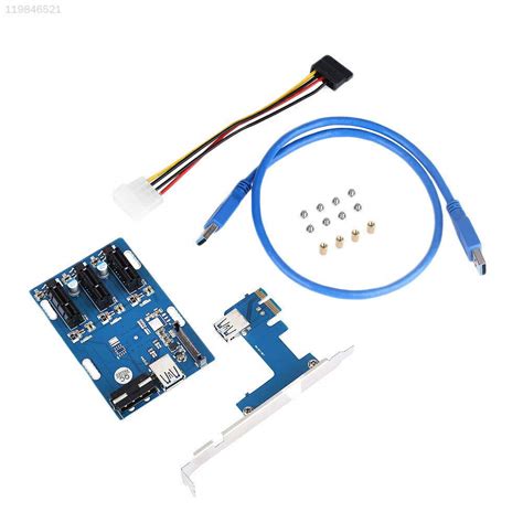 Blue Expansion Card 3 PCI PCIe 1 Connector Cable Circuit Board Slots ...
