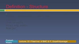 Image result for Structure Definition vs Declaration in C