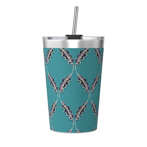 PAYOHTO Leafy Trellis on Teal Insulated Stainless Steel Tumbler 12 oz Thermos Come with Straw ...