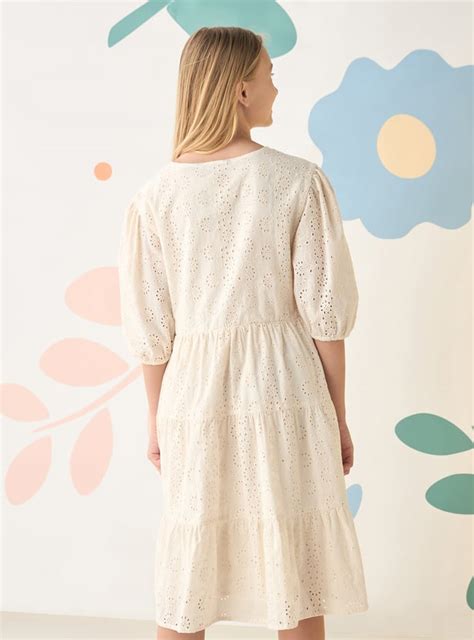 Buy Girls Schiffli Embroidered Tiered Dress Online at just Rs. 1299.0 ...
