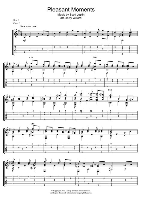 Pleasant Moments by Scott Joplin Sheet Music for Guitar Tab at Sheet ...