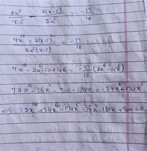 ((2 x 5)/(x- 5))- 2((x- 5)/(2x 5) is equal to(-17 / 28).solve for x ...