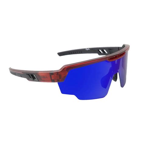 SASA Raptor Translucent Red Frame Blue Revo Lens Sports Sunglasses ...