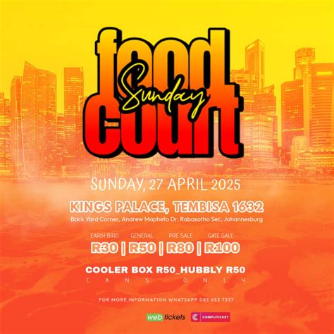 Food Court Sunday, Kings Palace, Tembisa, 27 April 2025 | AllEvents