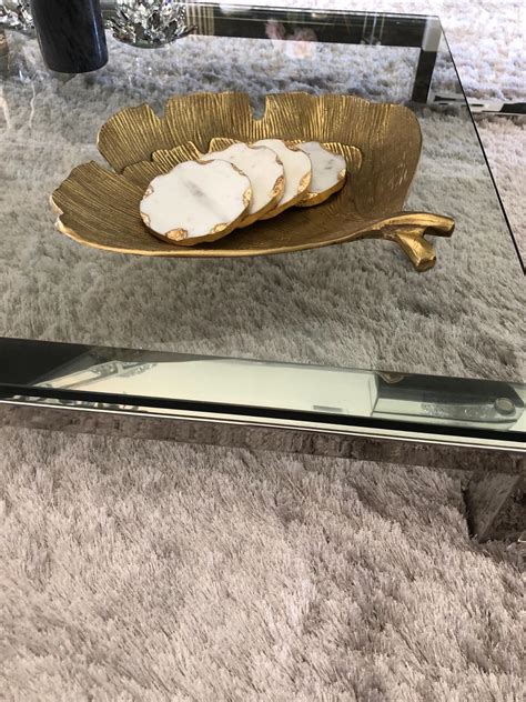 Buy Marble Coaster White Marble Round Coaster with Gold Edge,Set of 4 ...