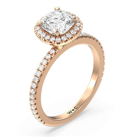 Halo and Shank 2 3/8 CTTW Round Cut Lab Grown Diamond Engagement Ring ...
