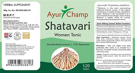 Buy AYUR CHAMP SHATAVARI 120 TABLETS- PACK OF 4 Online & Get Upto 60% ...