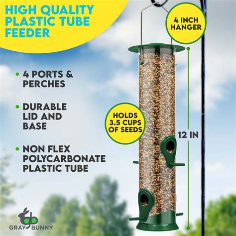 Snapklik.com : Gray Bunny 2 Pack, 12 Inches Tube Bird Feeder For ...