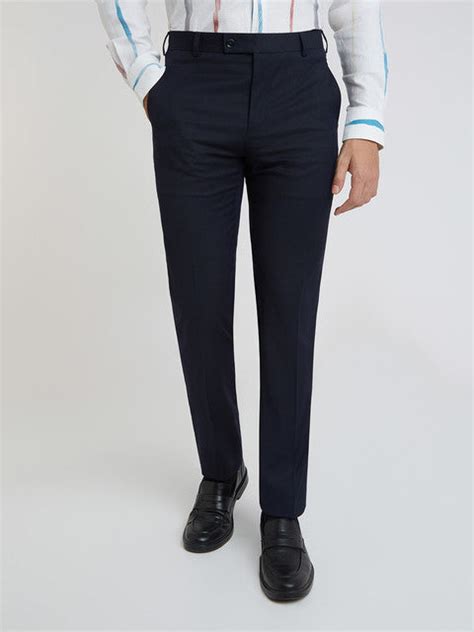 Raymond Men Blue Structure Slim Fit Terylene Blend Trouser – MyRaymond