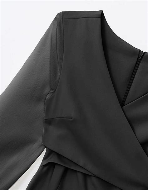 Long Sleeve Cross Front Mini Dress - AIR SPACE