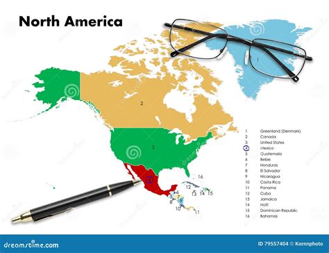Mexico on North America Map Stock Photo - Image of eyeglasses, focus ...