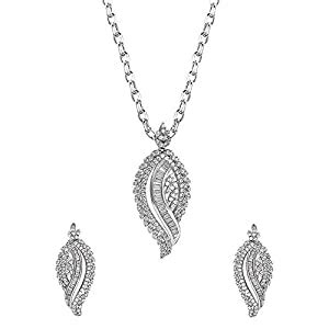 Buy GIVA 925 Sterling Silver Zircon Studded Leaf Set with Necklace ...