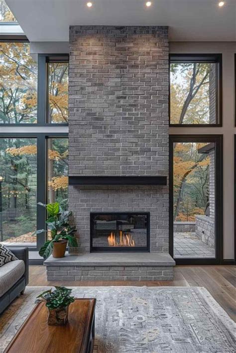 40 Modern Gray Brick Fireplace Designs for an Elegant Home | Brick ...