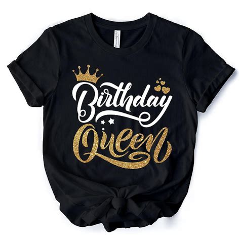 Birthday Queen T-Shirt, Black Glam Party Tee for Stylish Women, Large ...