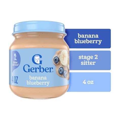Buy Gerber Stage 2 Baby Food, Banana Blueberry Jar, Fruit Puree, Non ...