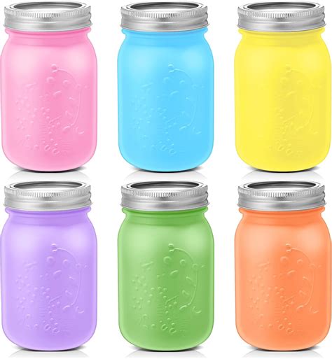 Amazon.com: Uiifan 16oz Summer Colored Mason Jars with Lids Bulk Glass ...