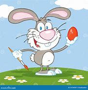 Image result for Cartoon Easter Bunny Painting
