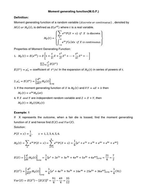 Moment Generating Function Problem 的图像结果