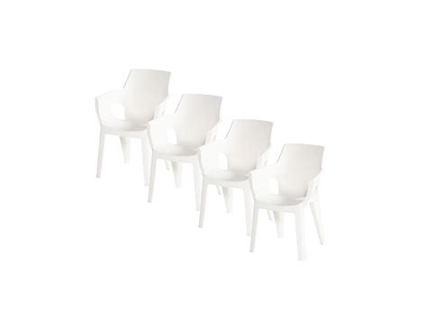 LOT DE 4 CHAISES DE JARDIN EMPILABLES IVY - BLANC - Mr.Bricolage