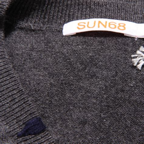 maglione uomo SUN 68 lana grey wool v-neck sweater men