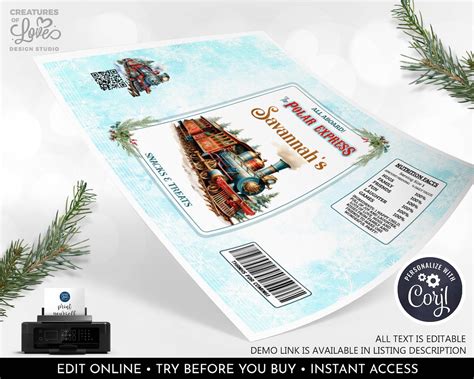 Polar Express Chip Bag Wrapper Editable North Pole Train Chip Bag ...