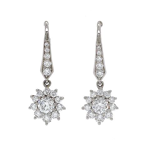 Original Victorian Flower Cluster Diamond Drop Earrings at 1stDibs