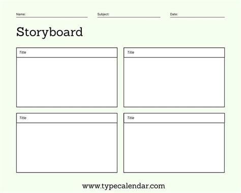 Image result for Free Printable Storyboard Example