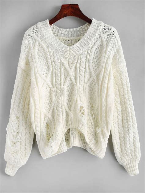 Cute White Knit Sweaters - Mrtvo