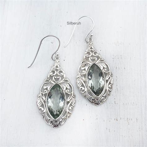 Green Amethyst Facetted Silver Earring – SILBERUH