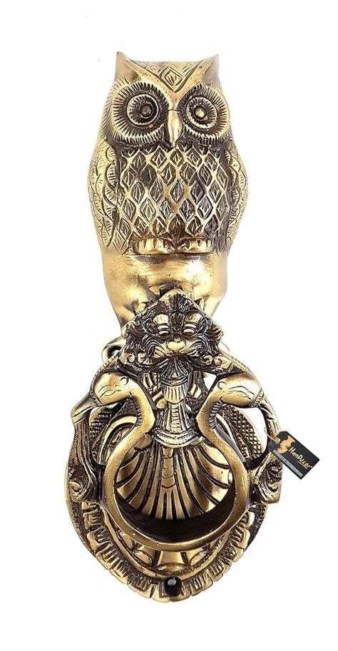 Two Moustaches Owl Over Twin Peacock Ring Brass Door Knocker : Amazon ...