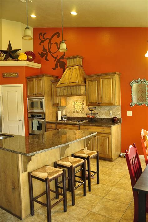 Great Orange Cabinet Small Kitchens Design