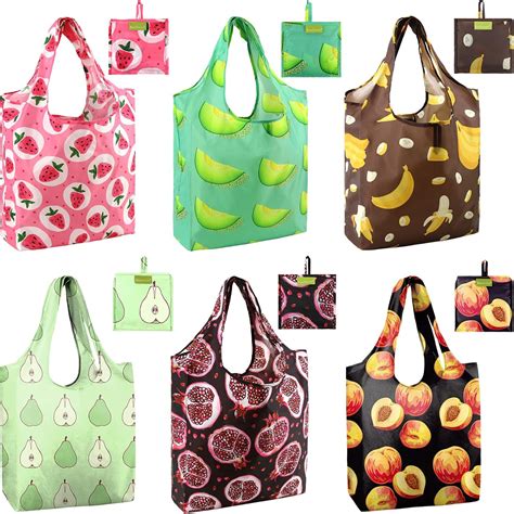 BeeGreen 6 Pack Bulk Reusable Shopping Bags Machine Washable Reusable ...