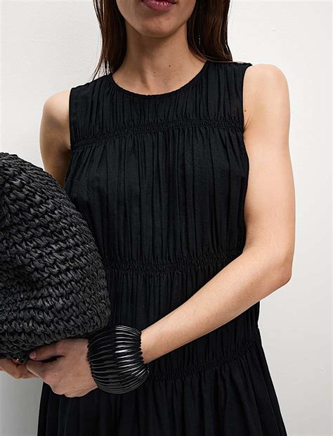 Buy Linen Rich Ruched Midi Shift Dress at Marks & Spencer