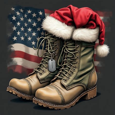 Two sturdy boots stand in front of an american flag | Premium AI ...