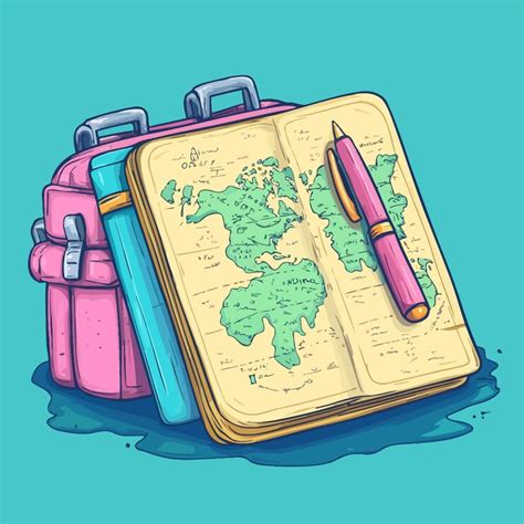 A drawing of a map and a notebook with a pen on it | Premium AI ...