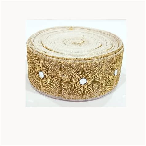Mirror Lace Borders Golden Zari Design Gota Patti Sewing Ribbon ...