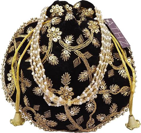 Kuber Industries Ethnic Clutch Silk Potli Batwa Pouch Bag with Beadwork ...