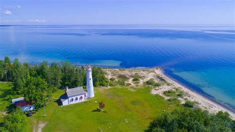 Sturgeon Point Light Station lighthouse on Lake Huron, Haynes Township ...