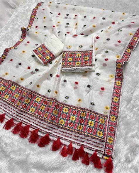 Ready-To-Wear Weaving Multi-Dhaga Work AC Cotton* Mekhela Sador ...