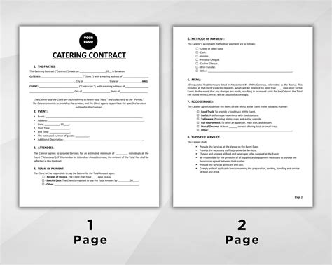 Catering Contract Template. Catering Service Contract. Editable ...