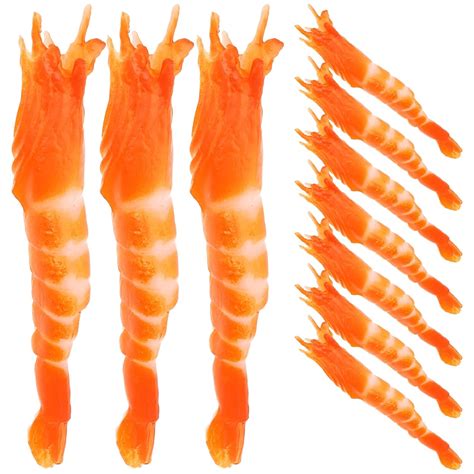 LOGOFUN 10pcs Artificial Shrimp Model Simulation Shrimp Toys Food ...