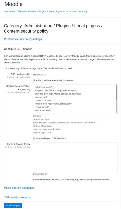 How to Add Content Security Policy with the Local CSP Moodle Plugin
